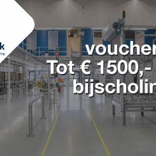Voucher voor jouw persoonlijke ontwikkeling met Wij Techniek logo en de tekst 'Tot 1500 euro voor bijscholing'.